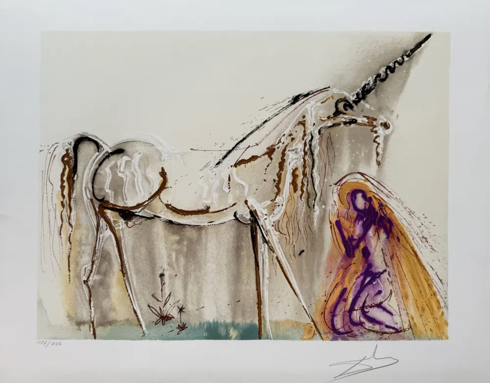 Lithograph Dali - La licorne