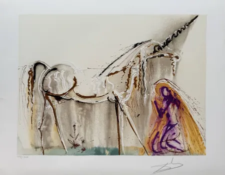 Lithograph Dali - La licorne