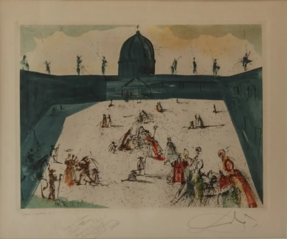 Etching And Aquatint Dali - La Place Saint Pierre
