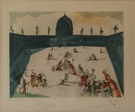 Etching And Aquatint Dali - La Place Saint Pierre