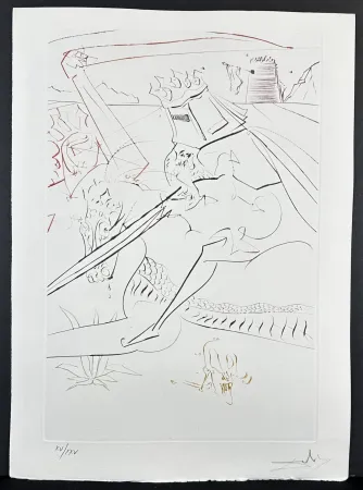 Etching Dali - La Quete du Graal The Pass Black Knight