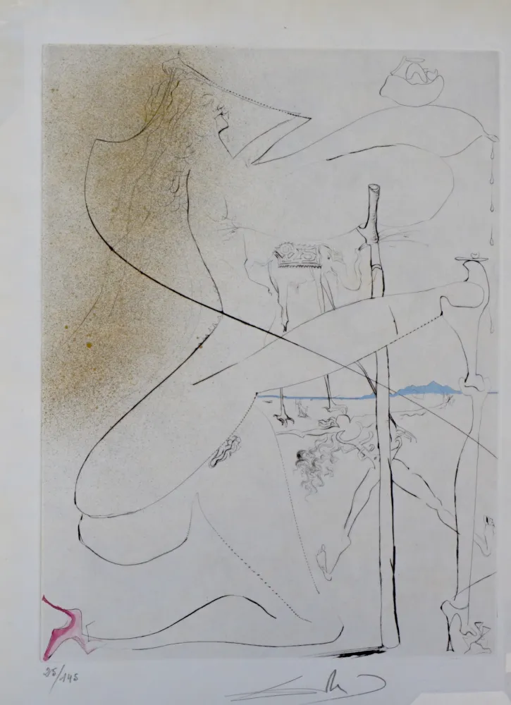 Etching Dali - La Venus aux Fourrures Woman With Crutch
