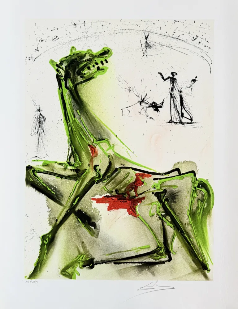 Lithograph Dali - La victime de la Fête, Victim of the bullfight