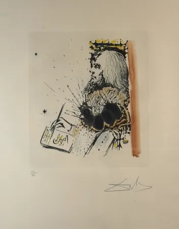 Etching Dali - La Vida es Sueno Portrait de Calderon