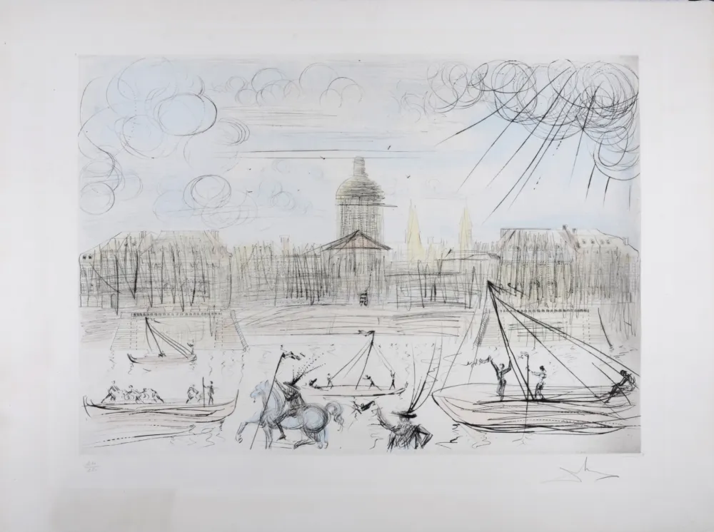 Etching Dali - L'Académie de Paris, 1971 - Hand-signed