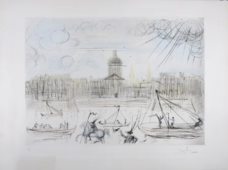 Etching Dali - L'Académie de Paris, 1971 - Hand-signed