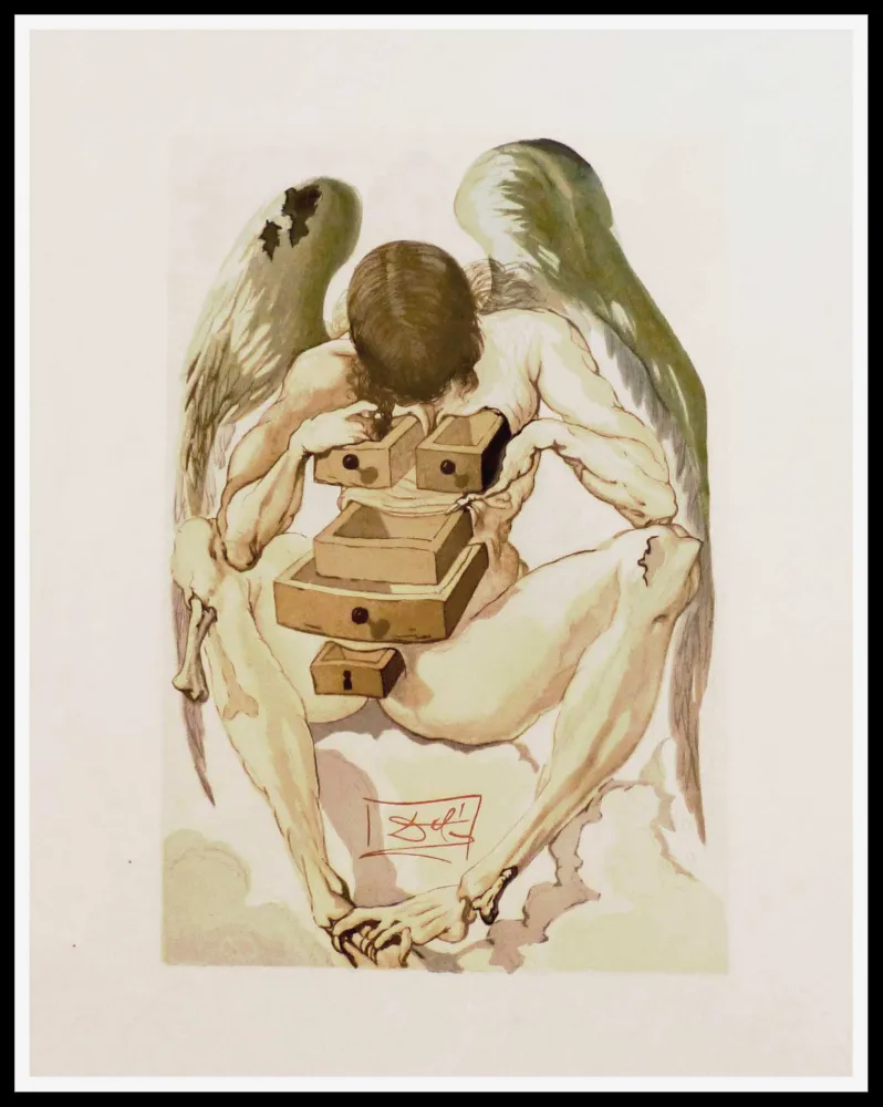 Woodcut Dali - L'ANGE DECHU