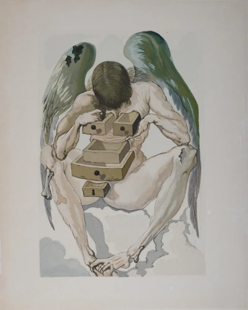 Lithograph Dali - L'ange déchu