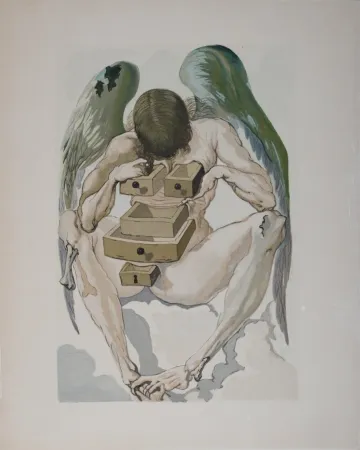 Lithograph Dali - L'ange déchu