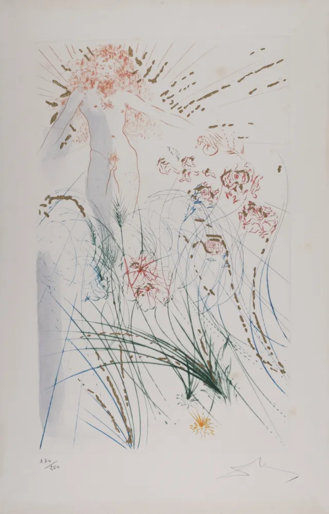 Etching Dali - Le bien-aimé se nourrit parmi les lys, 1971