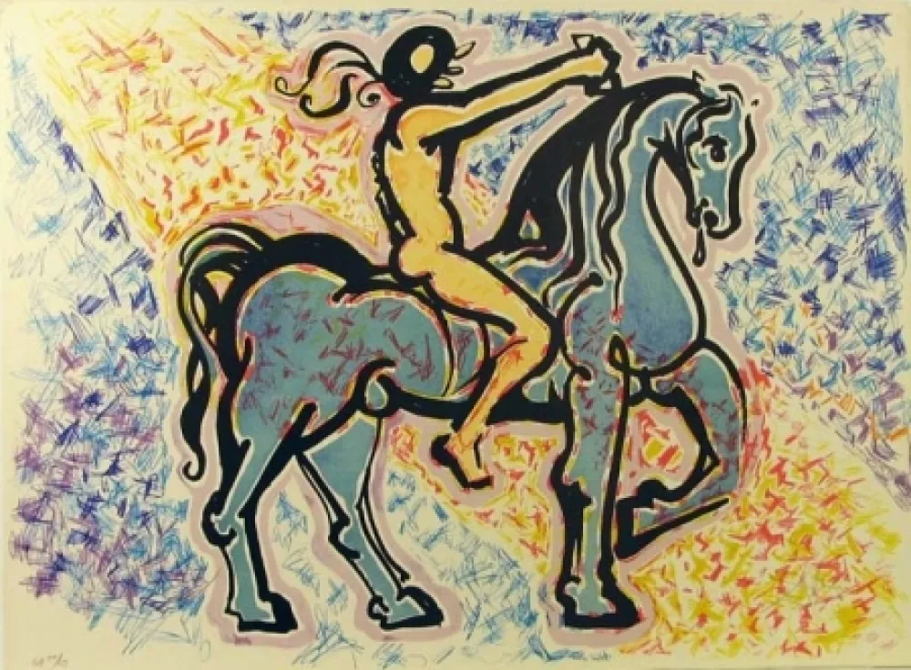 Lithograph Dali - Le Cavalier, from La Jungle Humaine 