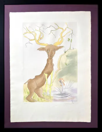 Engraving Dali - Le Cerf se voyant dans l'eau (The Stag Reflected in the Water)
