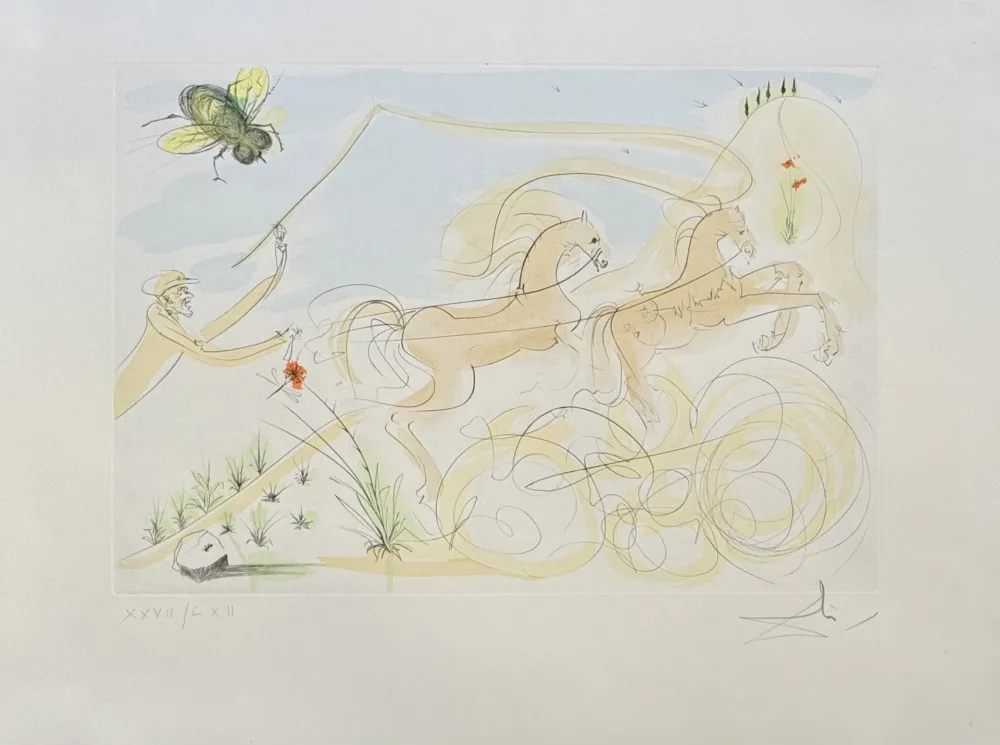 Etching Dali - Le cheval et la mouche (La mouche du coche), 1974