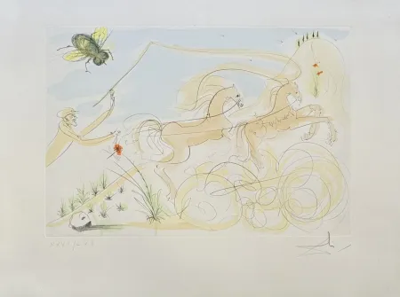 Etching Dali - Le cheval et la mouche (La mouche du coche), 1974