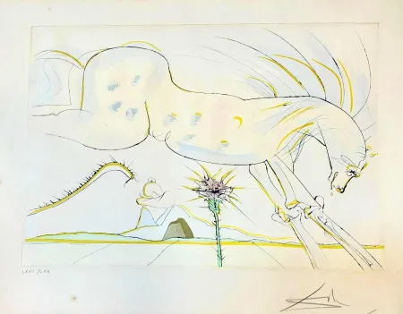 Etching Dali - Le Cheval et le Loup (Le Bestiaire de La Fontaine)  