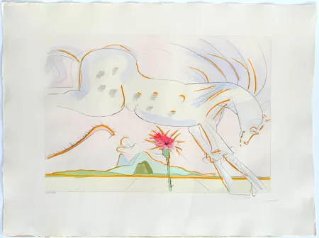 Engraving Dali - Le Cheval et le Loup (The Horse and the Wolf)