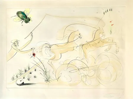 Etching Dali - Le Coche et la Mouche (Le Bestiaire de La Fontaine)  