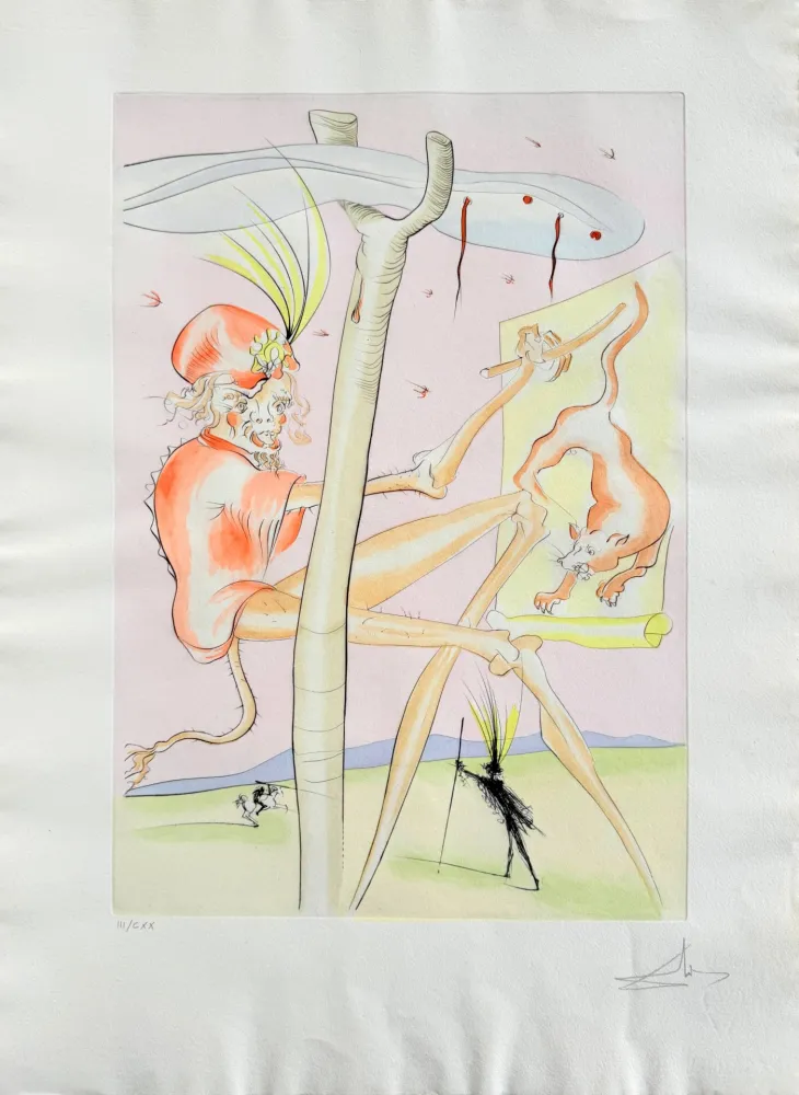 Engraving Dali - Le Singe et le Léopard (The Monkey and the Leopard)