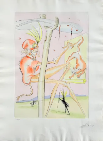 Engraving Dali - Le Singe et le Léopard (The Monkey and the Leopard)