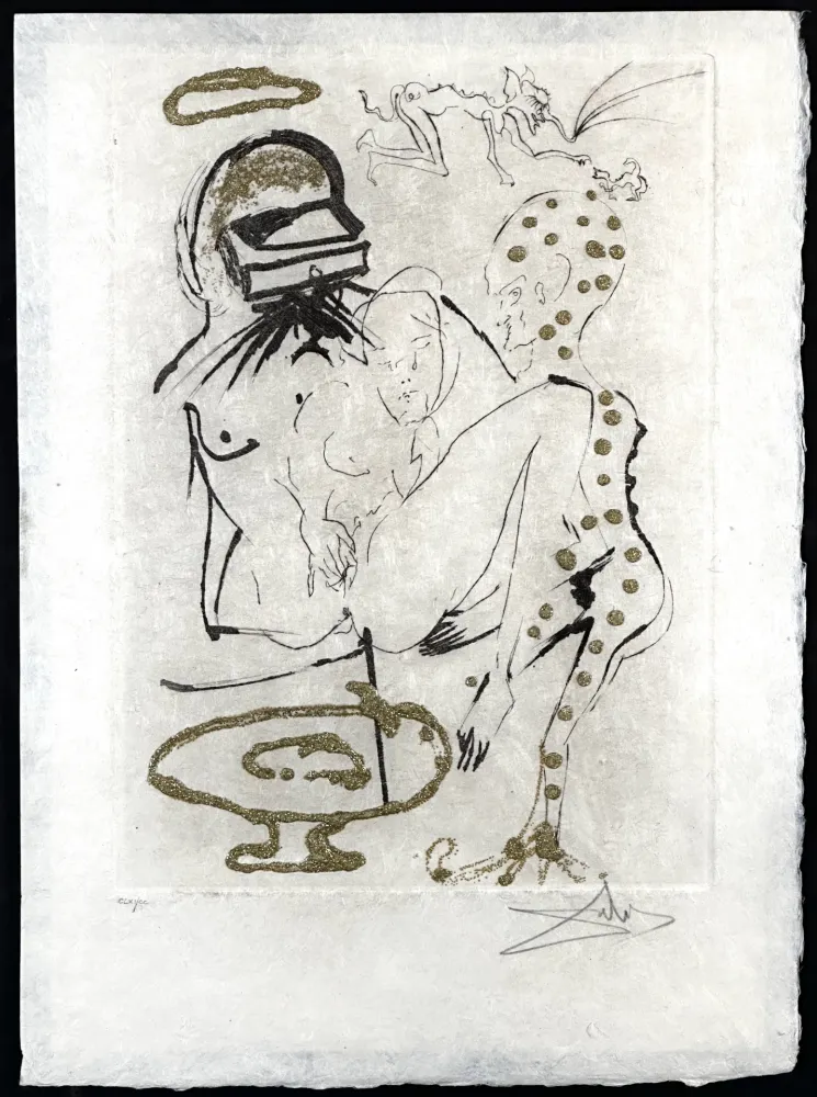 Etching Dali - Les Amours Jaunes Duel with Camelias