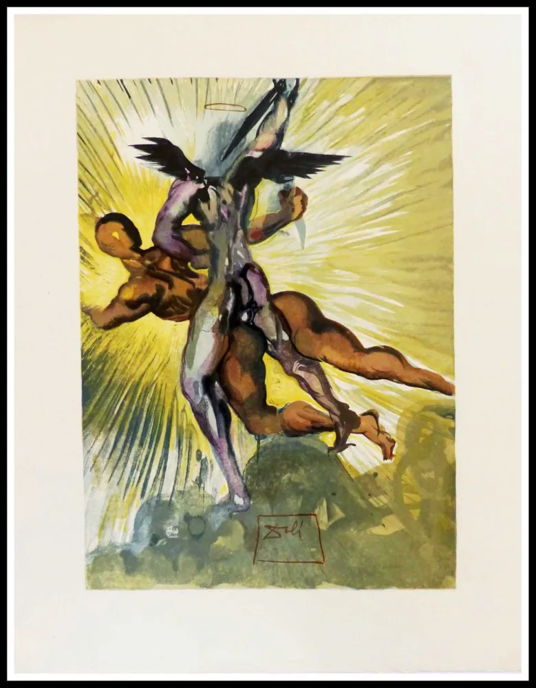 Woodcut Dali - Les anges gardiens de la vallée