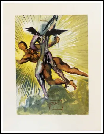 Woodcut Dali - Les anges gardiens de la vallée