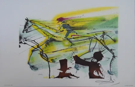Lithograph Dali - Les Chevaux, le Cheval de Course