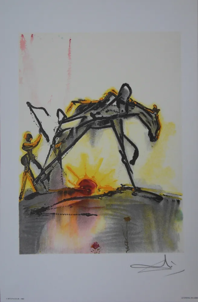 Lithograph Dali - Les Chevaux, le Cheval de Labeur