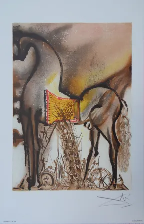 Lithograph Dali - Les Chevaux, Le Cheval de Troie