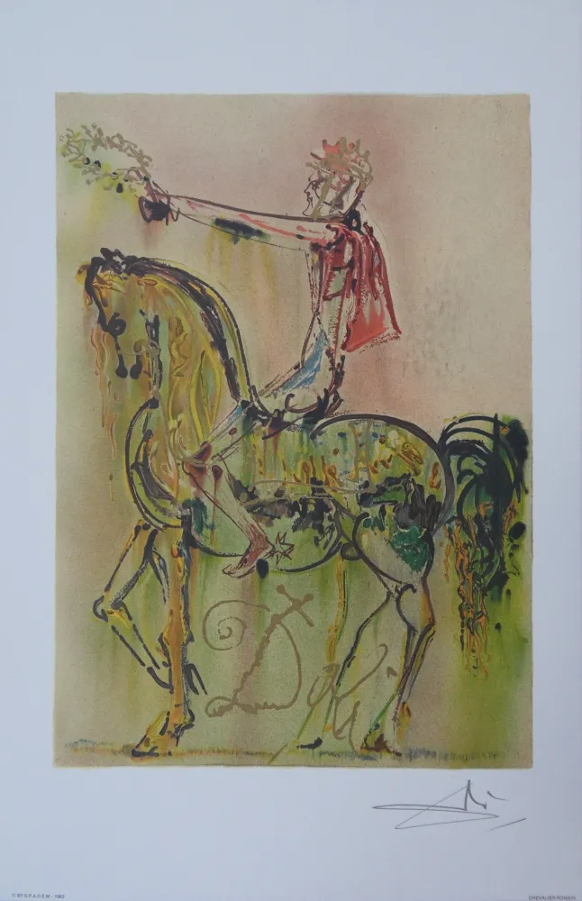 Lithograph Dali - Les Chevaux, Le Chevalier Romain