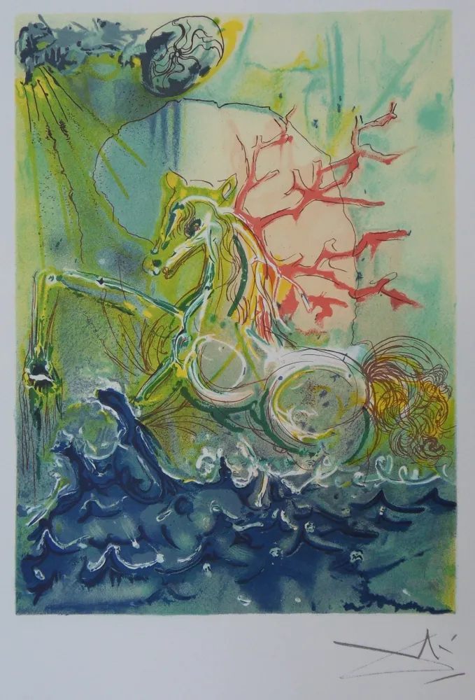 Lithograph Dali - Les Chevaux, Neptune
