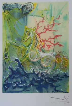 Lithograph Dali - Les Chevaux, Neptune