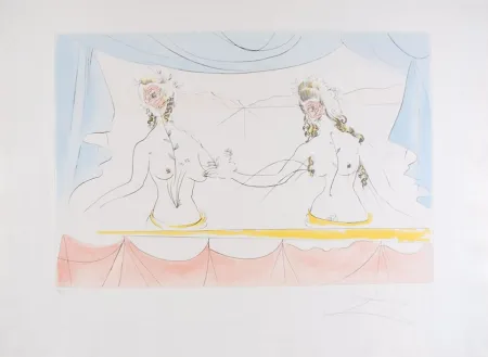 Engraving Dali - Les Dames de la Renaissance - Ladies of the Renaissance (suite Mythologique Nouvelle/New Mythological)