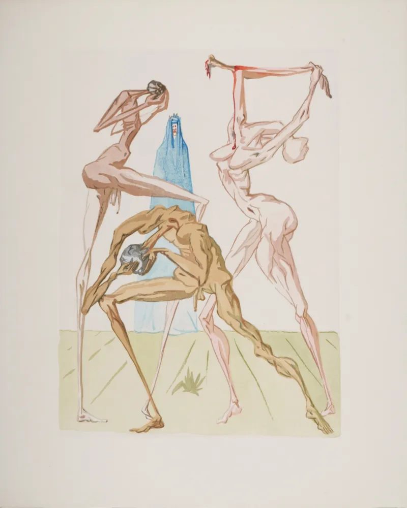 Woodcut Dali - Les habitants de Prato, 1963