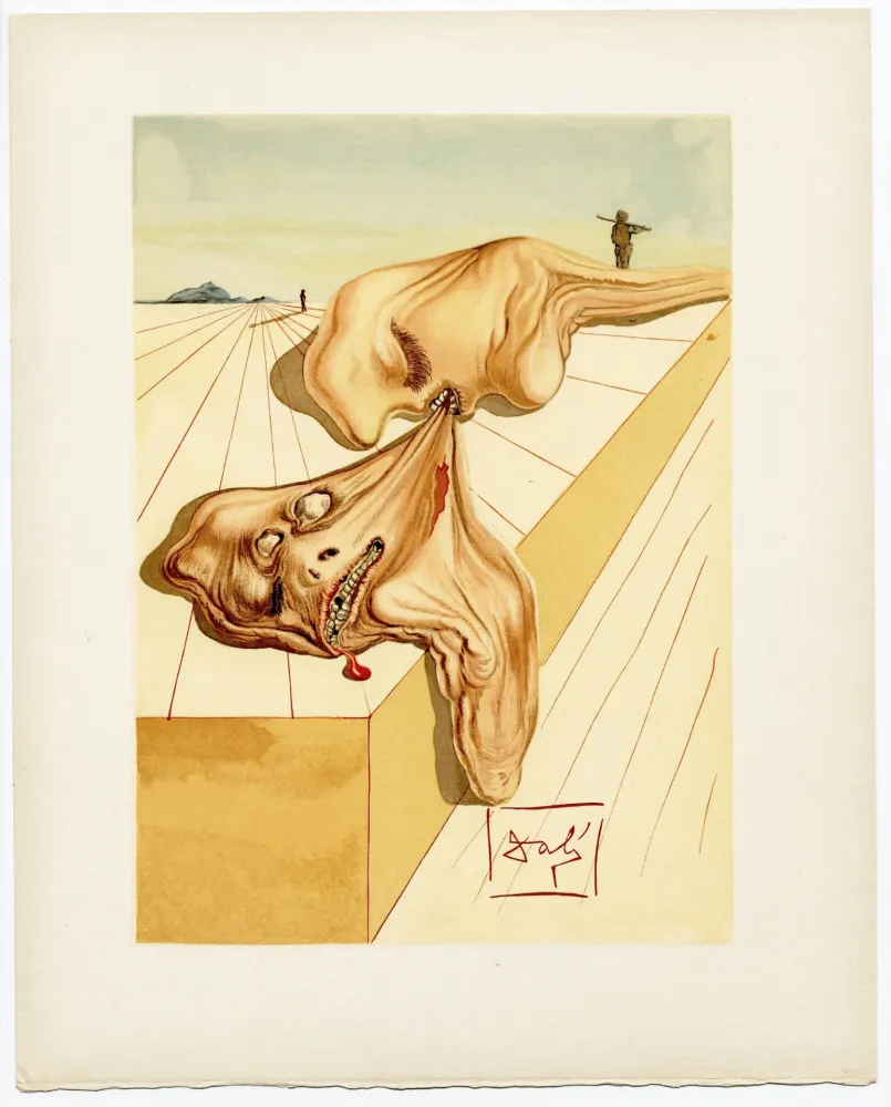 Woodcut Dali - Les hommes qui s'entre-dévorent. La Divine Comédie (L' Enfer, Chant 30)