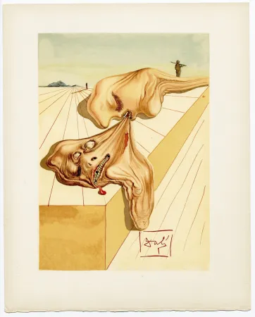 Woodcut Dali - Les hommes qui s'entre-dévorent. La Divine Comédie (L' Enfer, Chant 30)