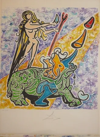 Lithograph Dali - Les vitraux - rhinoceros