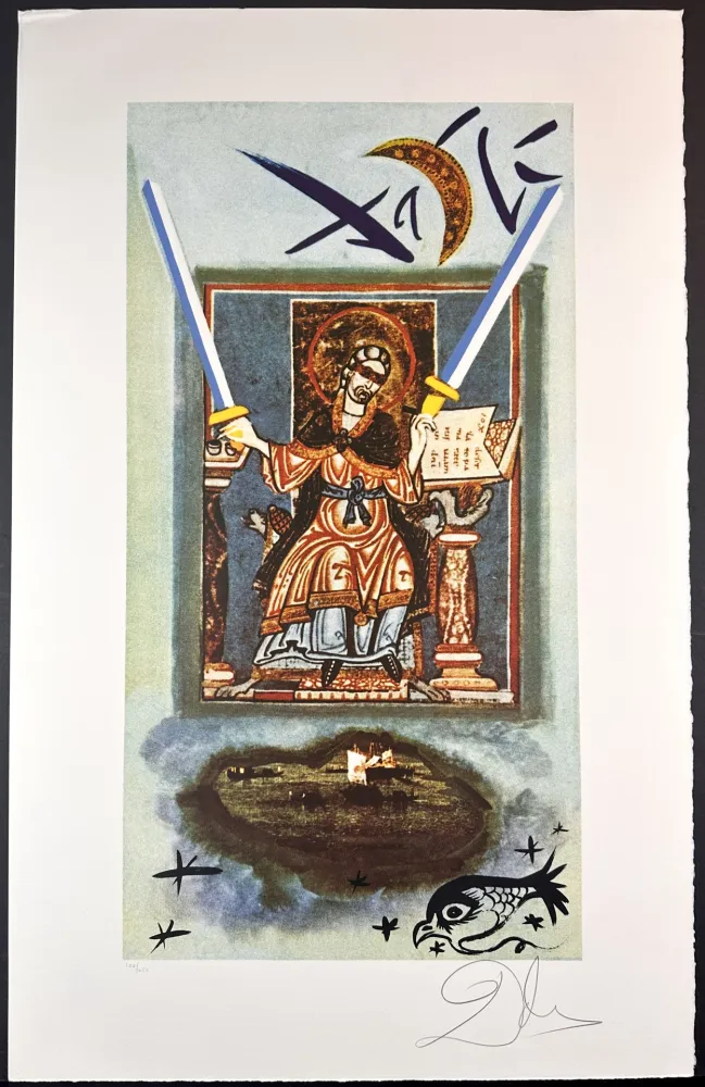 Lithograph Dali - Lyle Stuart Tarot Prints Two of Swords