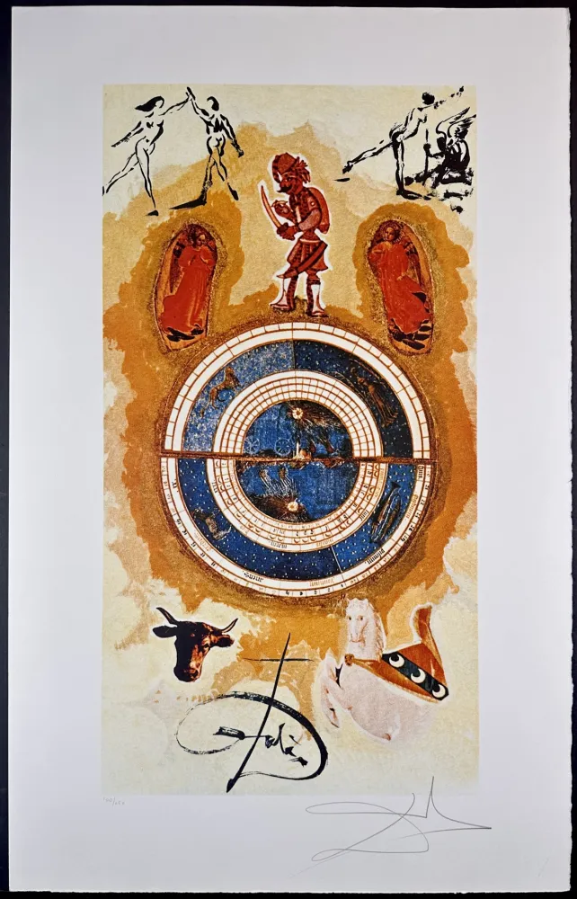 Lithograph Dali - Lyle Stuart Tarot Prints Wheel of Fortune