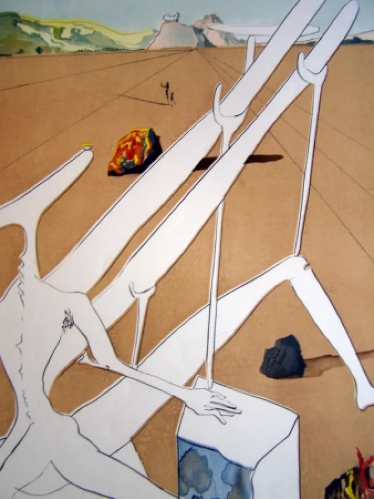 Etching Dali - MARTIAN DALI EQUIPPED WITH A HOLOELECTRONIC DOUBLE MICROSCOPE