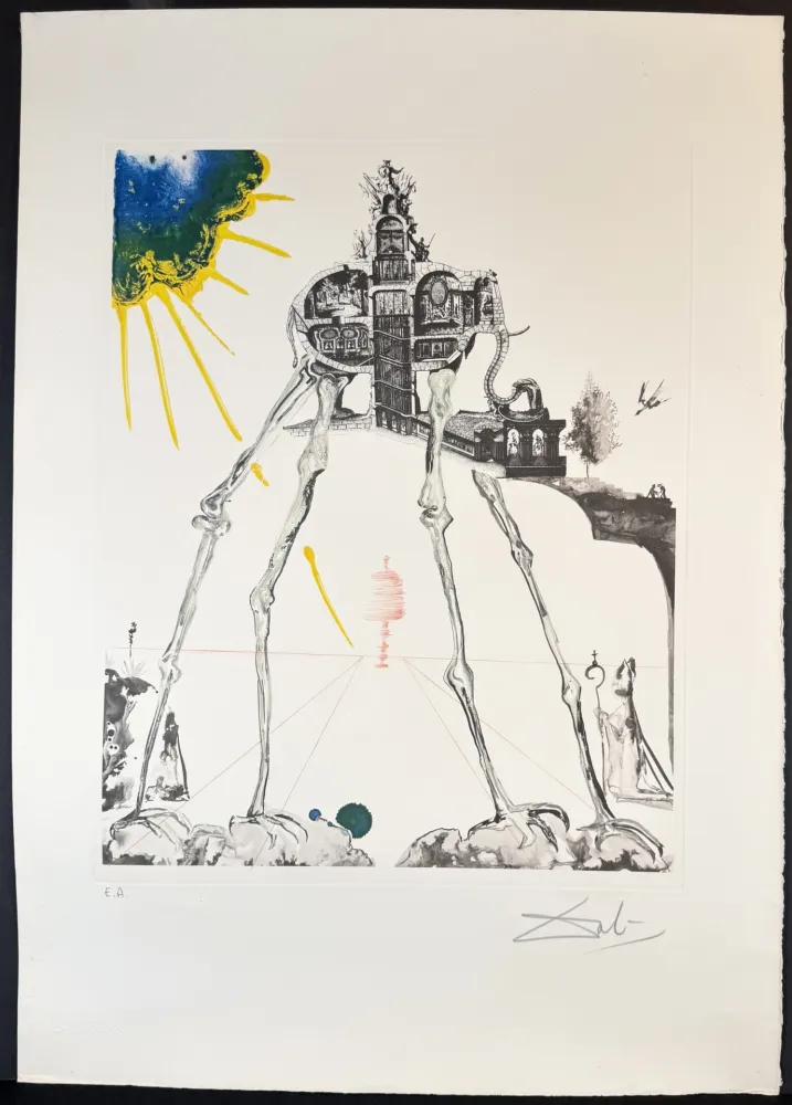Etching Dali - Memories of Surrealism Space Elephant