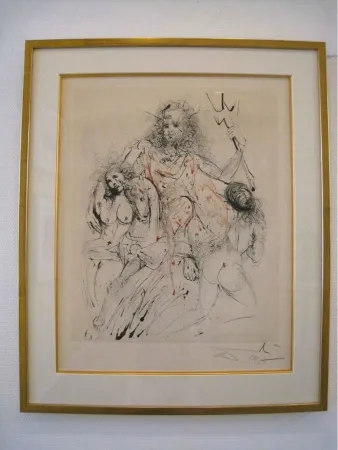 Etching Dali - Mythologie: Poseidon