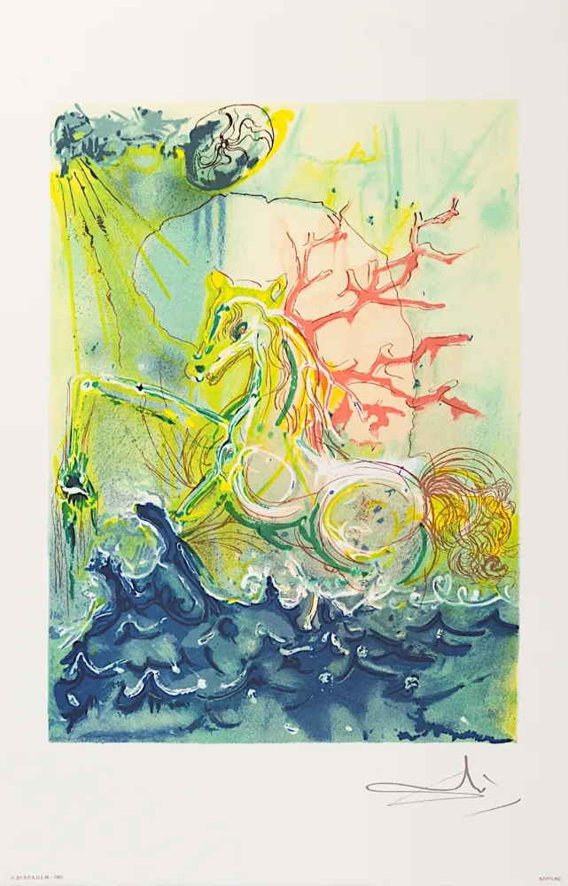 Lithograph Dali - Neptune