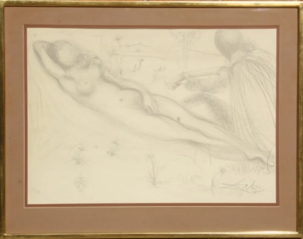 Lithograph Dali - Nu a la Guitarre (Serenade) from the Nudes Suite