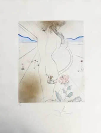 Drypoint Dali - Nu à la jarretière (Nude with Garter)