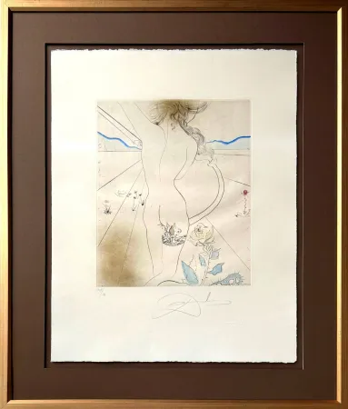 Drypoint Dali - Nu à la jarretière (Nude with Garter)