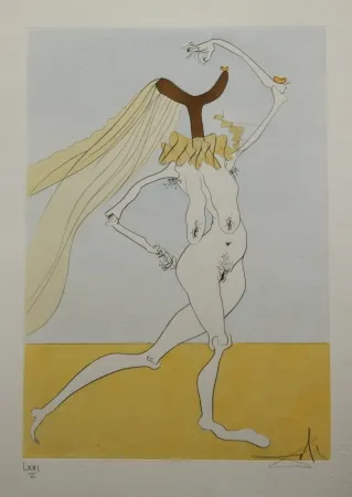Engraving Dali - Nu aux Voilettes / Nude with Veils