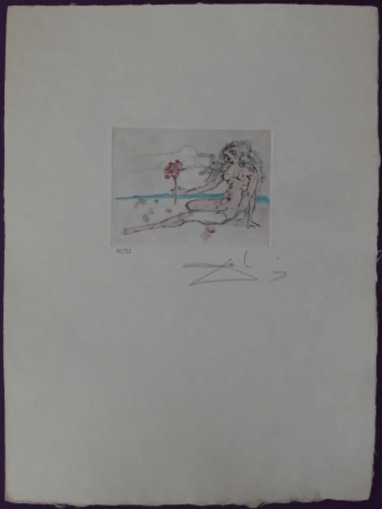 Engraving Dali - Nude with rose