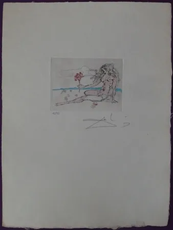 Engraving Dali - Nude with rose