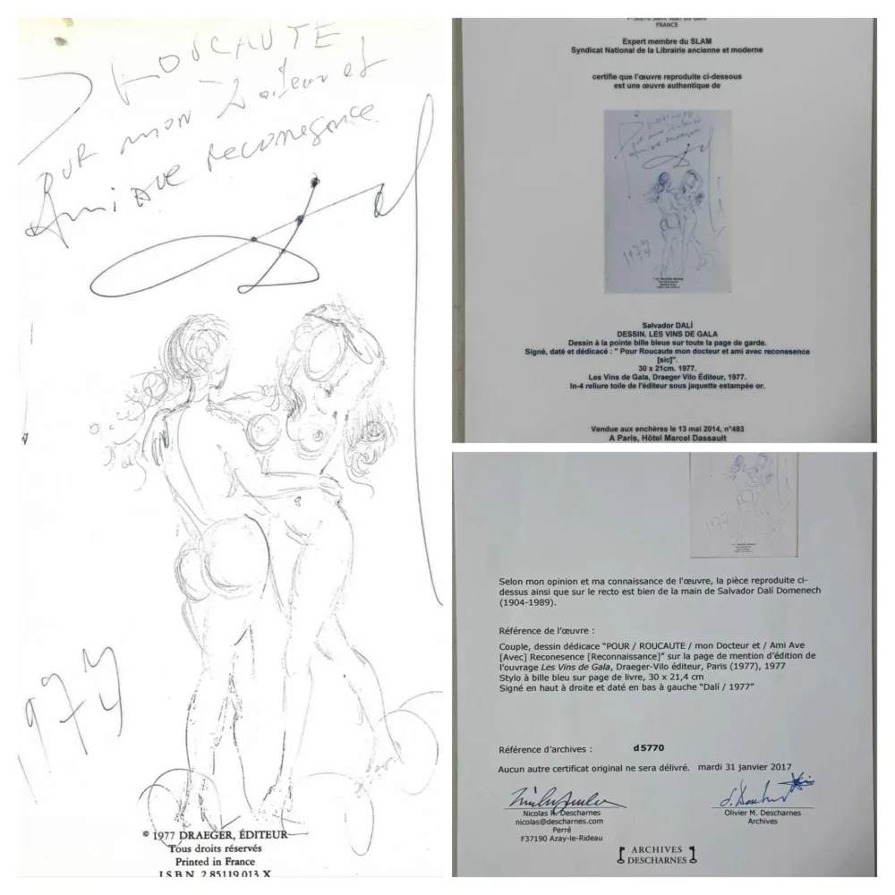 Illustrated Book Dali - Original Drawing- Nude Couple 